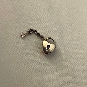 Authentic Pandora charm, silver heart, lock & key Valentines gift